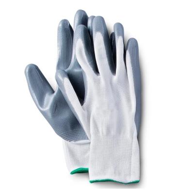 China Nitrile Coated Gloves Hot Sale White Polyester Nitrile Coated Gloves Work Gloves Palm Nitrile Coating Hand Gloves For Construction for sale