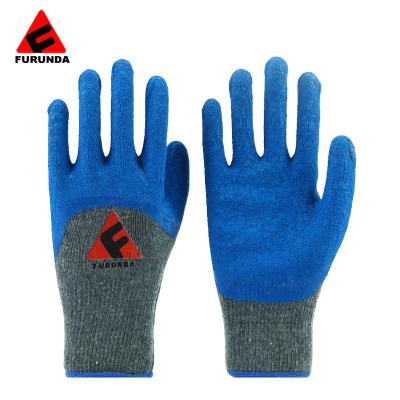 China Latex Coated Gloves Hot Selling Latex Half Coated Gloves Work Gloves Knitted Cotton Waterproof Anti Slip Working Gloves for sale