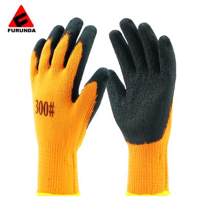 China Seamless High Visibility 10-Gauge Polyester Work Gloves Crinkle Latex Coated Gloves Palm Dipped Glove for sale