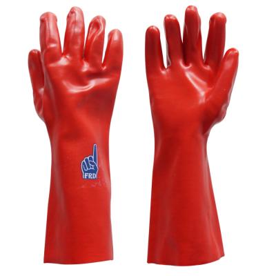 China Comfortable Blue Color PVC Oil Resistant Protective Gloves Anti-Slip Gloves for sale