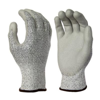 China Cut Resistant Seamless Level 4.5 PU Black Coated Gloves Cut-Resistant Glove Palmed Coated Work Gloves for sale