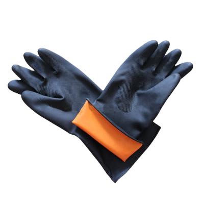 China Durable Waterproof Chemical Resistant Black Latex Labor Safety Work Rubber Gloves for sale