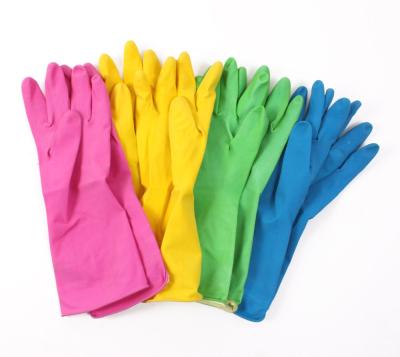 China Household Gloves Lace Yellow Waterproof Latex Household Long Slap Rubber Gloves For Cleaning Dishwashing for sale