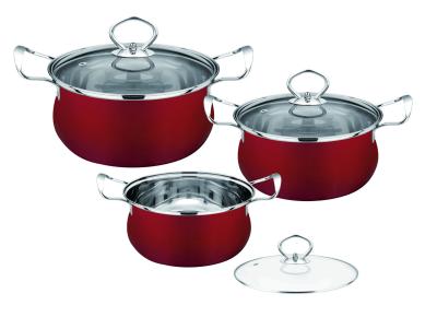 Chine Pots rouges de cuisine et casseroles réglés, nettoyage facile d'ensembles de Cookware d'acier inoxydable à vendre