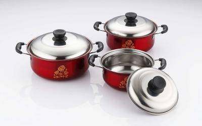 China 6pcs Stainless Steel Cookware Sets 16cm - 18cm - 20cm Practical Low Maintenance for sale