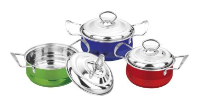 China Fashion Design Cooking Pot Set , Mirror Polished 6/ 8 Pcs SS Cookware Set for sale