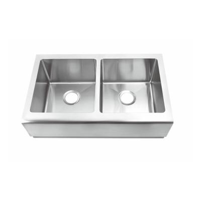 China Commercial 16 Gauge Stainless Steel Undermount Kitchen Sink , Double Bowl Apron Sink for sale