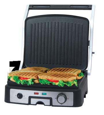 China Abra completamente la parrilla de Panini de 4 rebanadas, fabricante del bocadillo del Griller de la tostadora con la vivienda de los Ss en venta