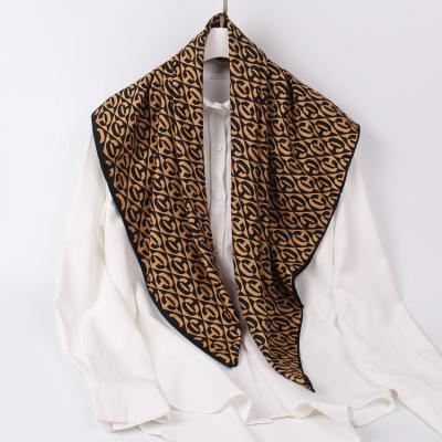 China 2021 Square Brand Style Shawl Letter Pattern High Quality Luxury Designer Silky Head Scarf for sale