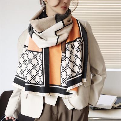 China Wholesale New China Cashmere Style Geometry Jacquard Luxury Windproof Shawl Warm Warm Winter Wear/Decoration Scarf for sale