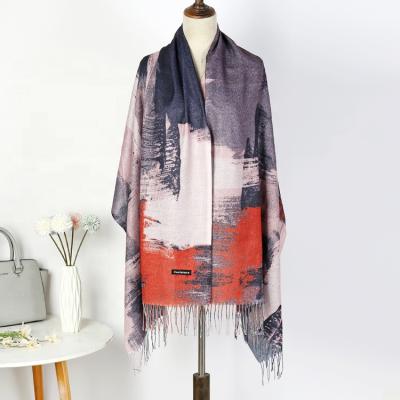 China New Digital Printed Transitional Colorful Head Scarves Stylish Luxury Long Hijab Shawl For Women for sale