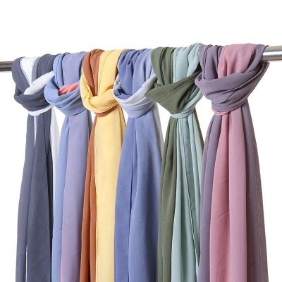 China New Arrived Polyester Women Ombre Scarves Shawl Gradient Hijab Chiffon Long Scarf Soft Fashion Chiffon for sale