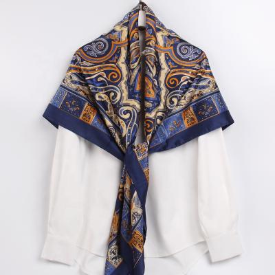 China New Design Cashew Printing Ladies Square Soft Elegant Luxury Comfortable Silk Cloth Large Size Scarf Shawl for sale