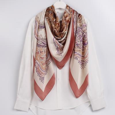 China Wholesale Soft Elegant Castle Style Castle Style Soft Satin Scarves High Quality Pattern Printed Shawl Scarf for sale