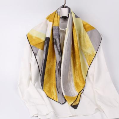 China Square Wholesale High Quality Fashion Designs Digital Printing Silk Square Neck Scarf For Women for sale