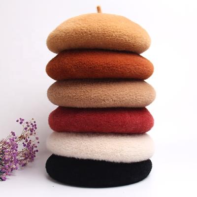 China New Arrived Painter Breathable/Soft Autumn Winter Fashion Mink Cashmere French Artist Beret Women Warm Decoration Hat for sale