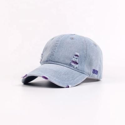 China Wholesale Custom COMMON Logo High Quality Cowboy Baseball Side Distressed Adjustable Sports Hats for sale