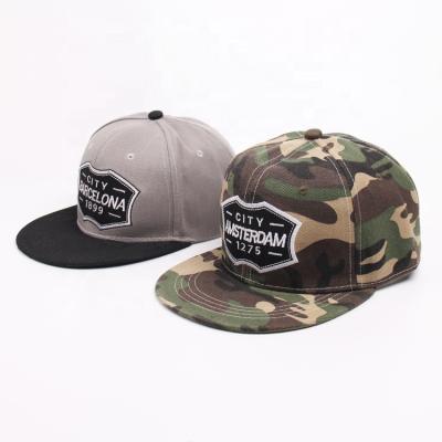 China New Design JOINT Wholesale Snapback Hat Flat Brim Hip Hop Embroidered Camouflage Hats For Men for sale