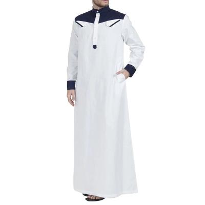 China Drop shipping casual modern kaftan for new muslim men's loose collar wear tube splicing middle eastern long dress ethnic style long sleeve long dress for sale