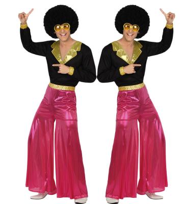 China High Quality Cheapest Polyester Couples Cosplay Costumes 70s Hip Hop Artist Retro Disco Adult Hippy Halloween Performance for sale