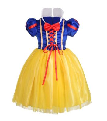 China Breathable Snow White Princess Dress Kids Birthday Party Costume Child Halloween Carnival Costume With Red Tiara And Headband for sale