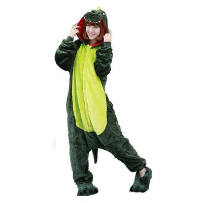 China New Onesie Green Dragon Pajamas Winter Breathable Wholesale Animal Pajamas Set For Kids Adult Women Sleepwear Christmas Dinosaur for sale