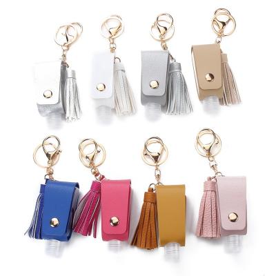 China Europe Hand Sanitizer Bottle Holder Leather Key Chain Bags Portable Travel Hand Alcohol Bottle Holder for sale