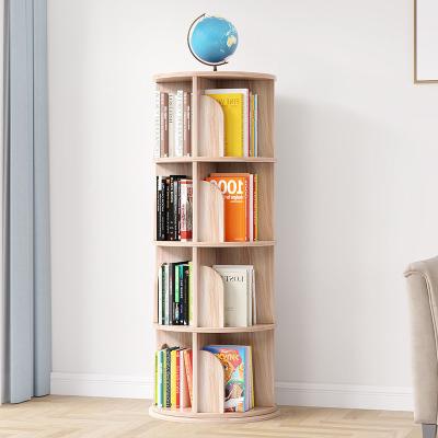 China Rotate 360 ​​Degrees Cellar Living Room Rotate 360 ​​Shelves Shelf Wood White Kids Rotating Shelf Bookcas for sale