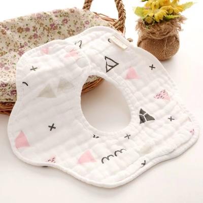 China Washable Pure Cotton Flower Shape 360 ​​Degree Rotating Gauze Baby Bib for sale