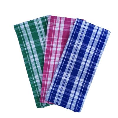 China Sustainable Three Color Running Stripe Lattice Low Cost Processing Rectangular Tea Towel for sale