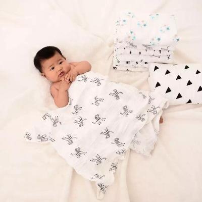 China 100%cotton Grid Printing Baby Wraps / Blankets for sale