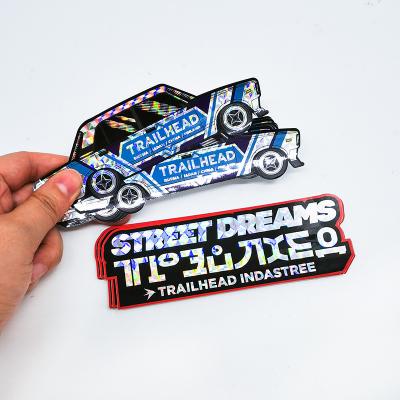 China Custom Printing Laser Car Cartoon Stationery Popularity Waterproof Prismatic Holographic Die Cut Sticker for sale