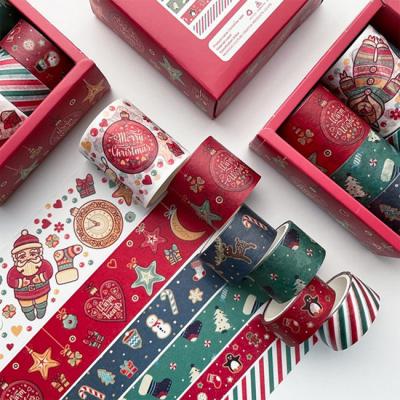 China Custom Made Waterproof Printed Personalized Kawaii Christmas Cute Japanese Paper Tape Set Shopping Decoration Roll Box Washi Tape Wholesale for sale