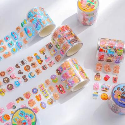 China Custom Heat Resistant Cartoon Pet Printing Clear Transparent Washi Tape, Decorative Notebook Washi Tape Adhesive Masking Paper Sticker for sale