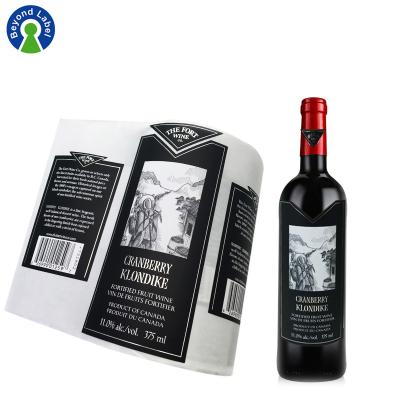 China Custom Heat Sensitive Wine Label Printing Roll , Adhesive Wine Label Silver Foil Metallic Wine Bottle Labels for sale