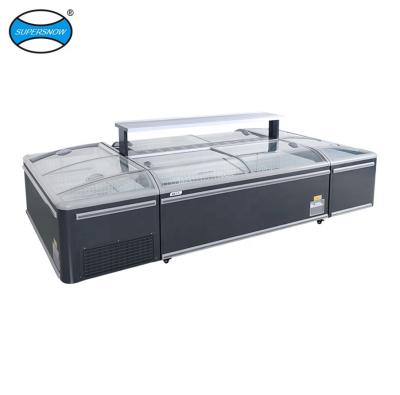 China Commercial Glass door chiller refrigerator island showcase freezer for sale