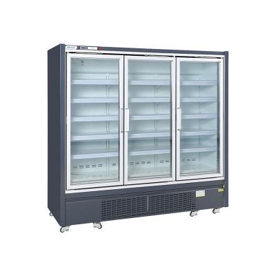 China Plug in Compressor 3 Glass Door Upright Freezer for Supermarket for sale