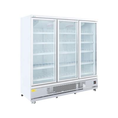 China Commercial Bar Upright Beverage Fridge Cooler 3 Glass Door Freezer Refrigerator for sale