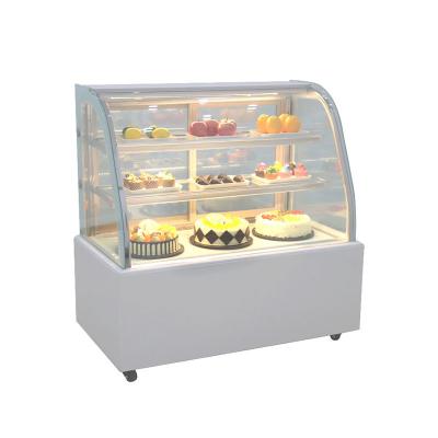 China Curved glass cake showcase refrigerator for bakery/cake shop for sale