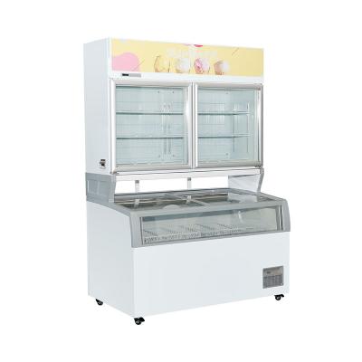 China Convenience store double glass door ice cream display refrigerator freezer on wheels for sale