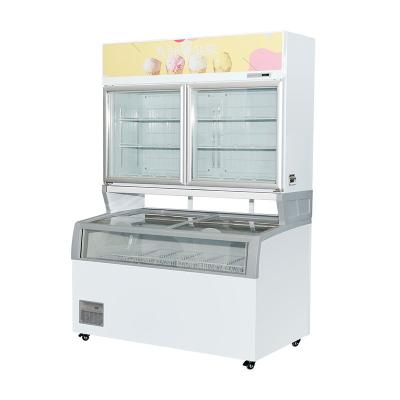 China Sliding Curved Glass Door Top Ice Cream Display Chest Freezer Small Chest Freezer for sale