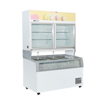 China Commercial ice cream glass door chiller freezer for supermarket for sale