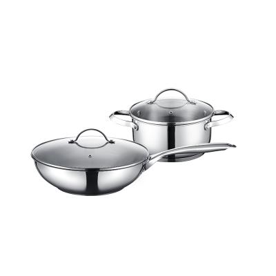 China Rongjue Sustainable Universal Stainless Steel 304 Two-piece Chinese Wok Soup Pot for sale