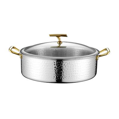 China High Quality Sustainable Cookware Stainless Steel Stock Soup Pot Hot Pot With Lid And Double Ears For Home Restaurant for sale