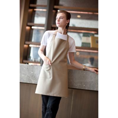 China Supplier Simple High Quality Plain Plain Factory Hang Neck Customize Logo Washed Pure Cotton Apron for sale