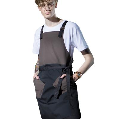 China 2021 New Durable Black Cafe H Unisex Style Ties Canvas Aprons For Bartender Cafe Shop for sale