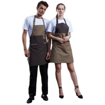 China Adjustable Bartender Salon Coffee Shop Apron Canvas Neck Stylish Unisex Cotton Protective Design Poly Work For Waiter Waistress Chefs for sale