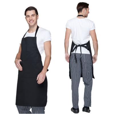 China Work Protection Classic Black Sublimation Canvas Logo Full Length Bib Apron Custom Made For Cafe Hotel Baking BBQ for sale