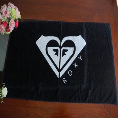 China Dark Black Customized Jacquard Reactive Printing Cotton Towel for sale