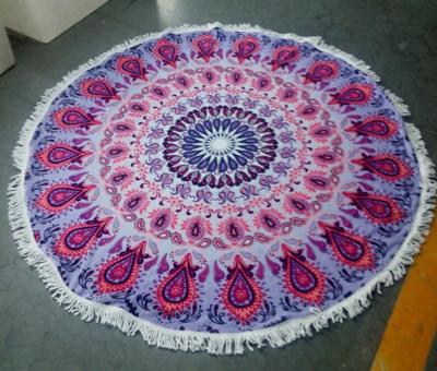 China new fashion colorful round beach towels with tassels circular beach towel with tassel for sale